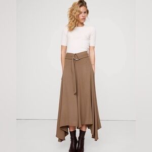 NWT Banana Republic Pebbled Crepe Maxi Saddle Brown Skirt Sz 8 (#825158)